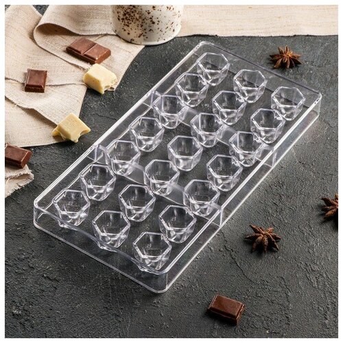 Форма для шоколада и конфет KONFINETTA «Секрет», 21 ячейка, 27,5×17,5×2,5 см, ячейка 2,5×2,2×2 см