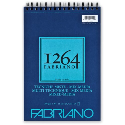 Альбом для смешанных техник Fabriano 1264 MIX MEDIA 300г/м. кв 21х29,7 30 листов спираль по короткой стороне