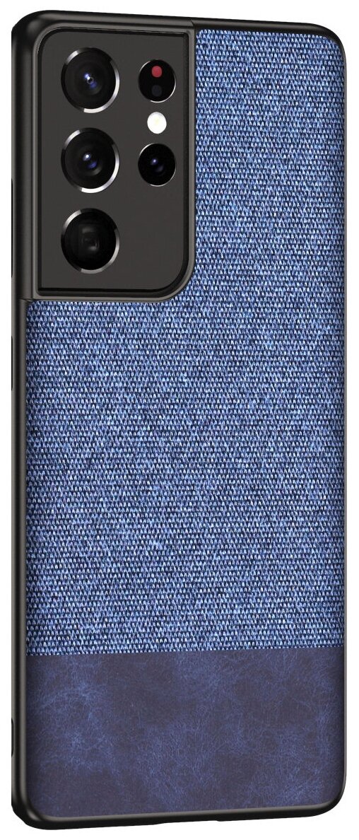 Чехол-накладка MyPads для Samsung Galaxy S21 Ultra из качественного силикона с текстурным покрытием синяя