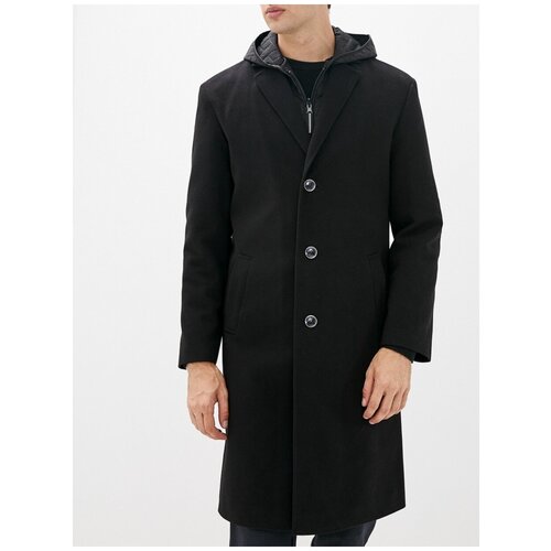 Пальто Berkytt, демисезон/зима, удлиненное, капюшон, стеганое, размер 56/176, черный