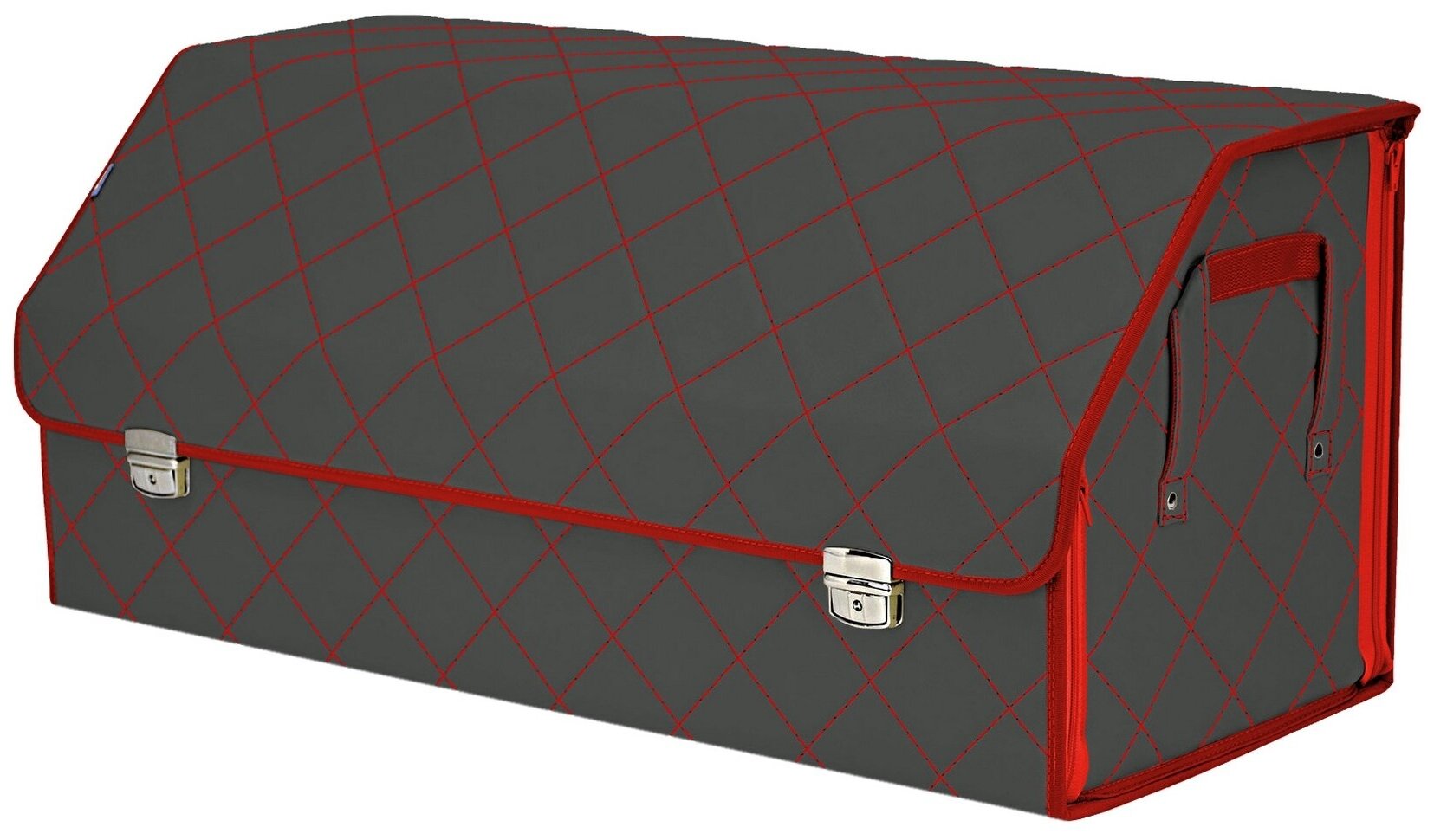 Органайзер-саквояж в багажник "Союз Премиум" (размер XXL). Цвет: серый с красной прострочкой Ромб.