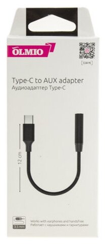 Адаптер USB Type-C - AUX (3.5mm) (black) Olmio - фото №3