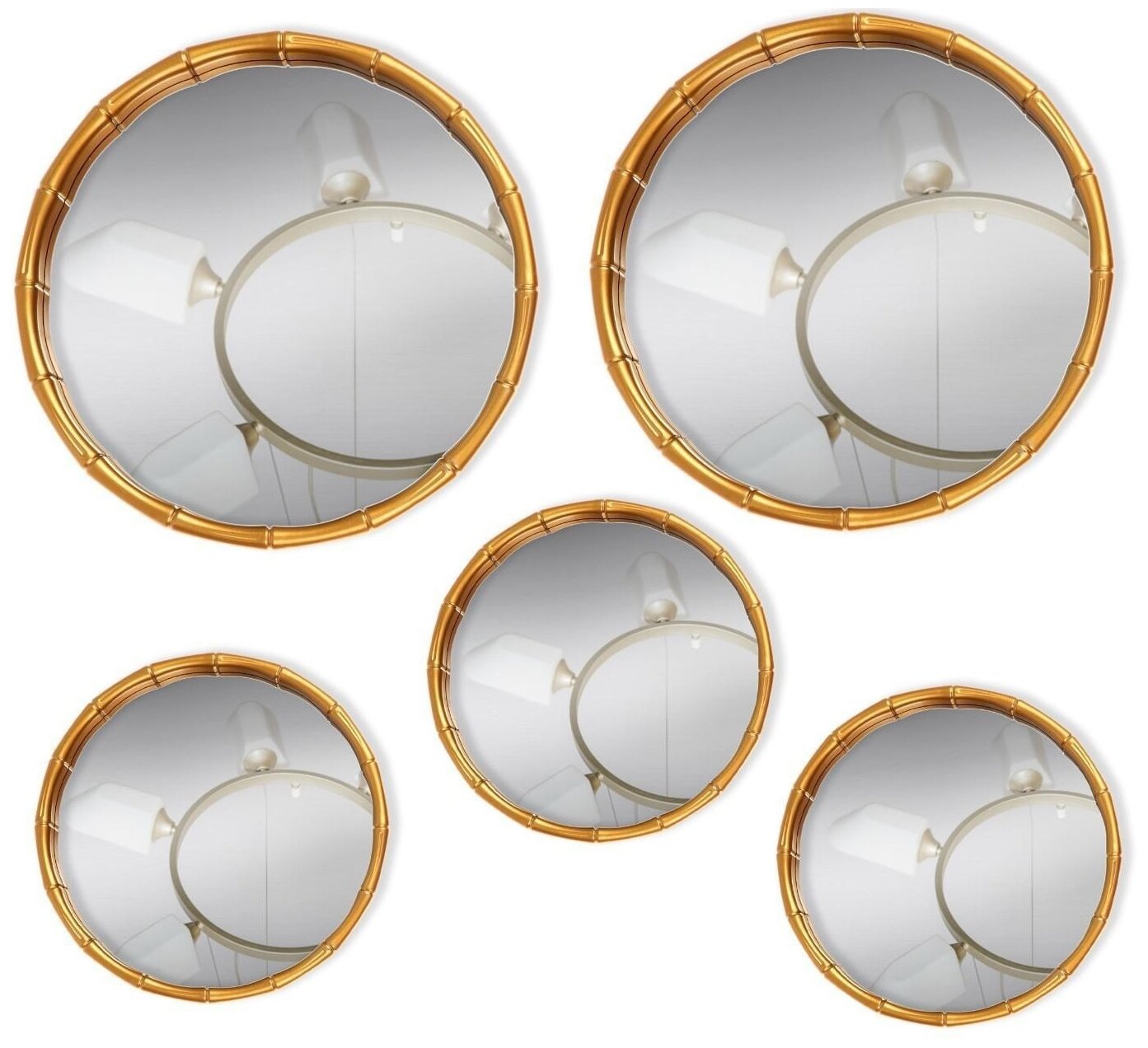 Набор настенных зеркал «Бамбук», d зеркальной поверхности 20,5/13 см, цвет золотистый