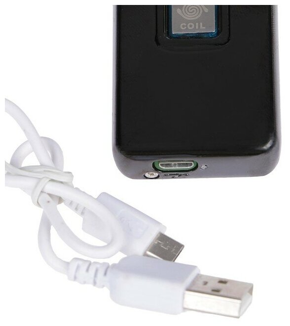Зажигалка электронная, USB, спираль, 2 функции, чёрная, 3.5 х 10 х 10 см - фотография № 4