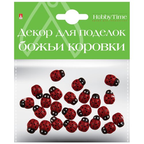 Декор из дерева. Крашеный. Набор № 11 божьи коровки, 9 х 13ММ