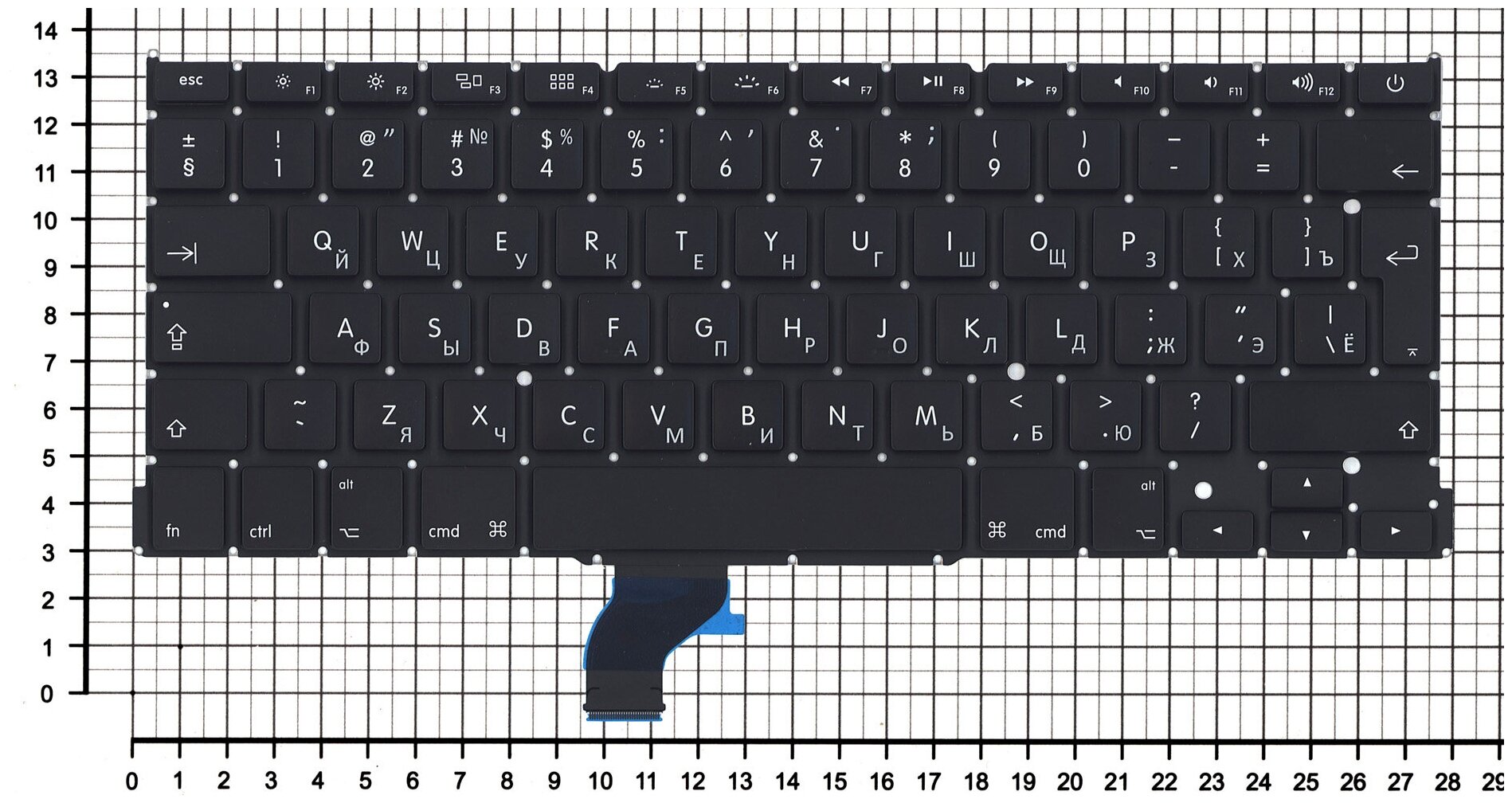 Клавиатура для ноутбука Apple MacBook Pro 13 ME663 Русская Чёрная большой Enter