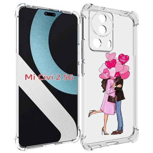 Чехол MyPads девушка-с-парнем-сердечки женский для Xiaomi Civi 2 задняя-панель-накладка-бампер
