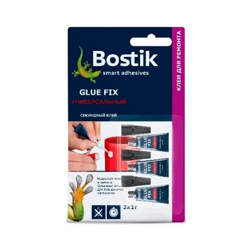 Клей секундный BOSTIK Glue Fix, 3х1 г. клей универсальный секундный bostik glue fix 3 гр на блистере