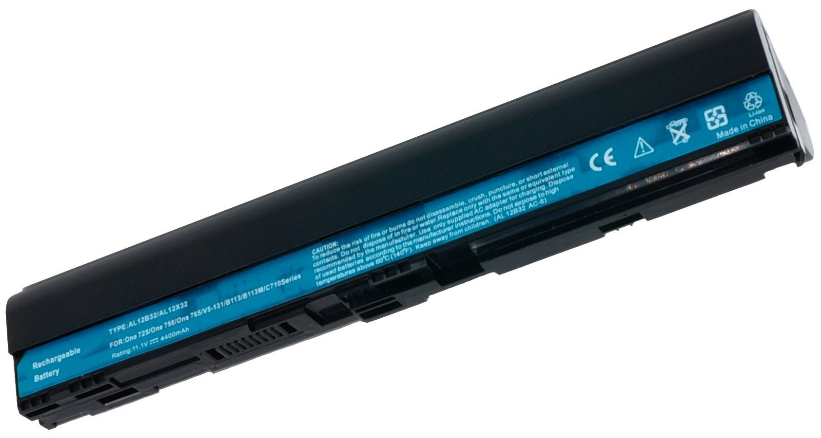 Аккумулятор для ноутбука Acer Aspire V5-131 V5-171 One 725 756 Travelmate B113 (AL12B32) 4400mAh 11.1V черный OEM