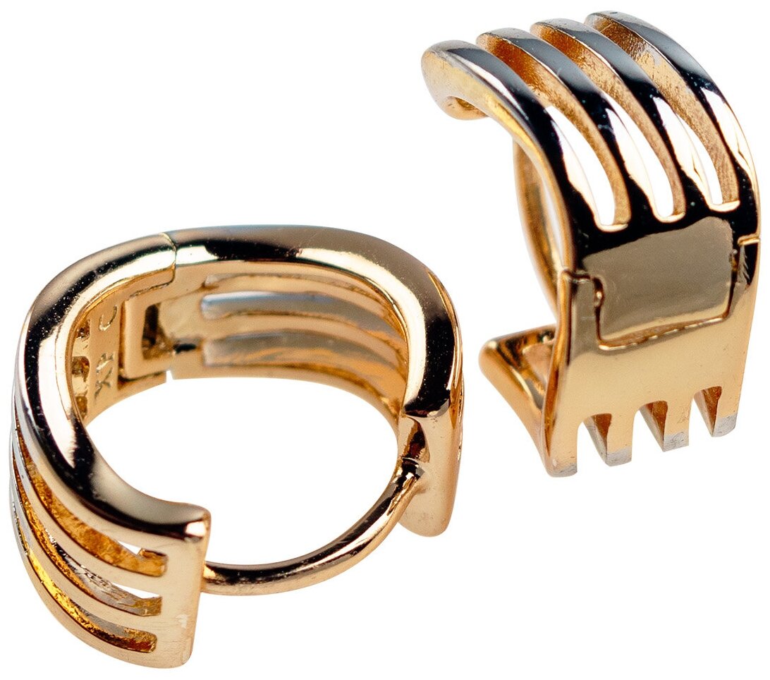 Серьги кольца волнистые бижутерия под золото Xuping