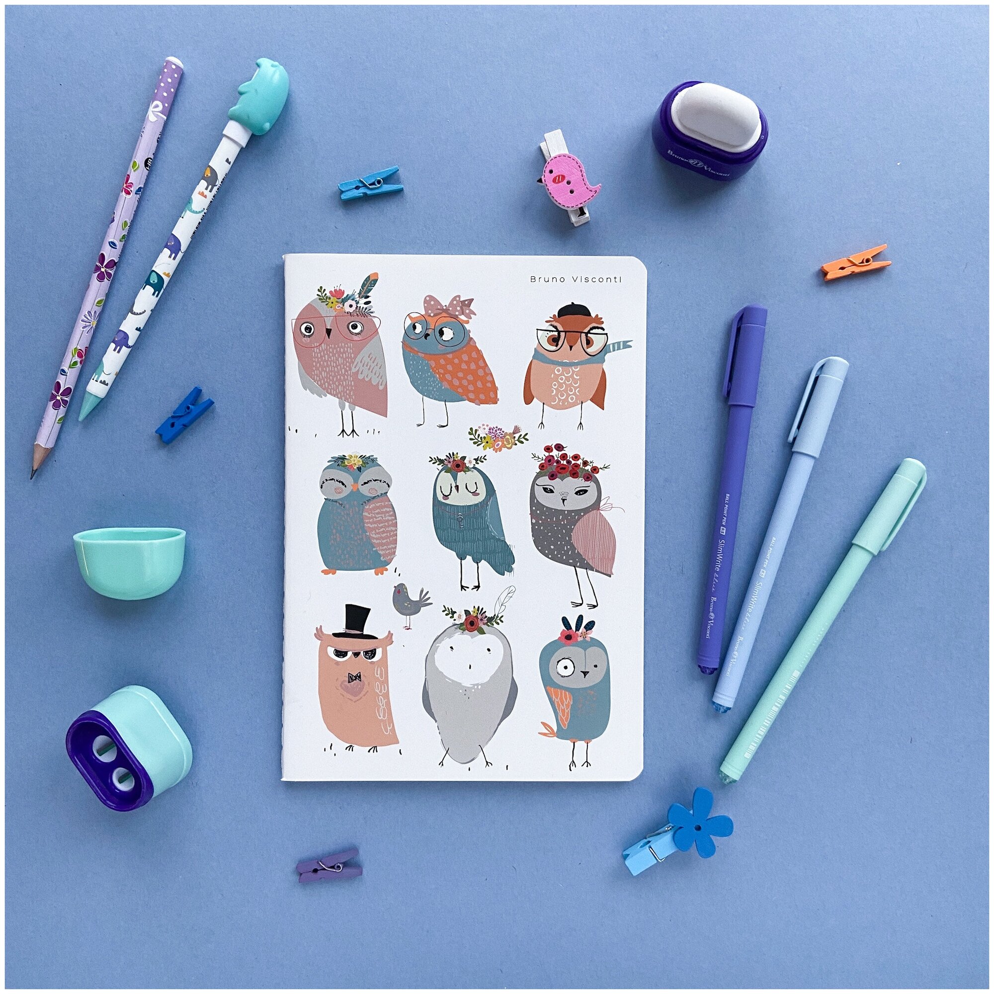 Тетрадь общая "Cute Owles" (40 листов, 147х210 мм, клетка) (7-40-001/115) Bruno Visconti - фото №4
