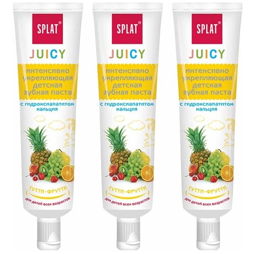 Зубная паста Splat Juicy Тутти-Фрутти, без фтора, укрепляющая, 35 мл, 3 шт