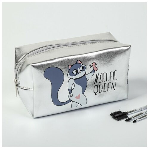 фото Косметичка-пенал selfie queen, искусственная кожа, 18х10х10 см нет бренда