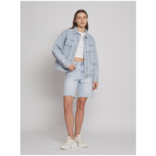 фото Джинсовые шорты-бермуды, цвет светло-голубой, размер xs zolla