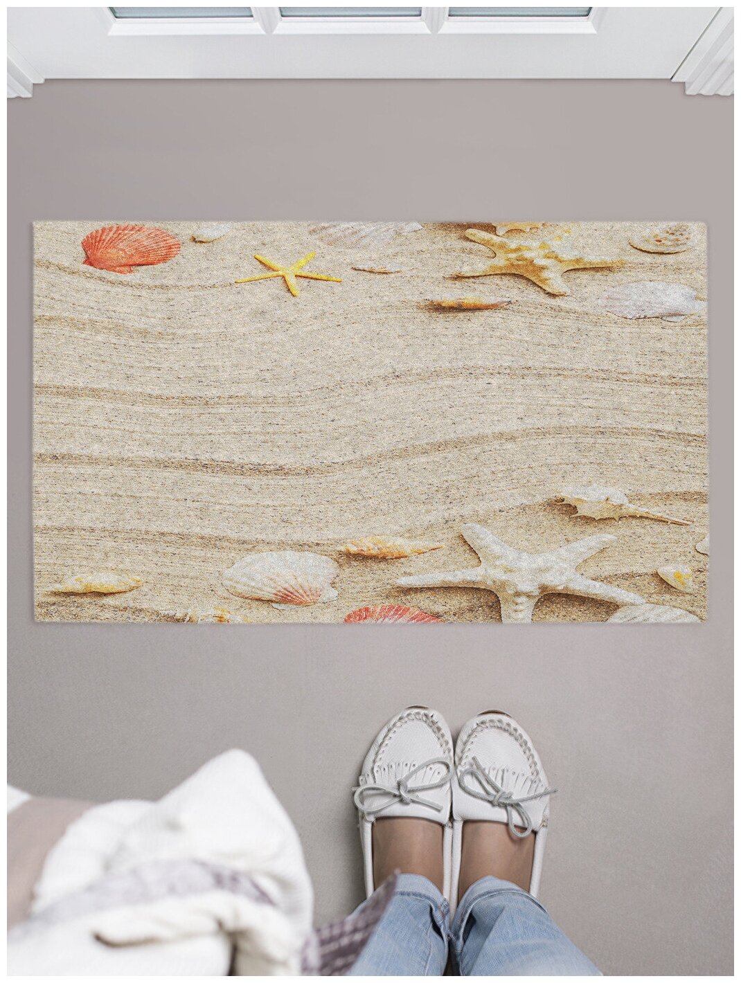Придверный коврик в прихожую JoyArty "Волны песка" для обуви, на резиновой основе, 75x45 см - фотография № 1