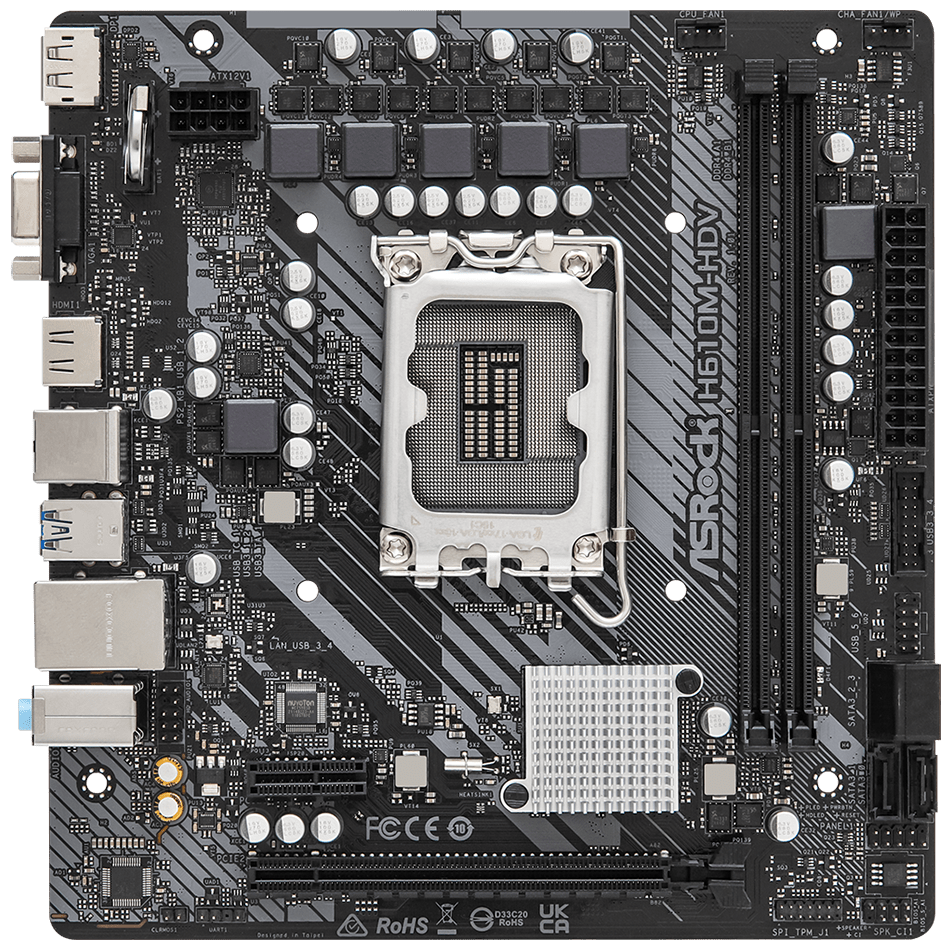 Материнская плата Asrock H610M-HDV, Soc-1700, mATX - фото №1