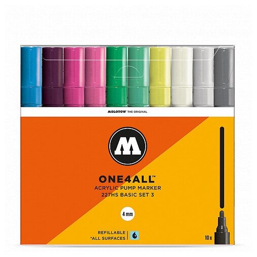 Molotow Набор акриловых маркеров ONE4ALL 127HS Basic-Set 3 10 шт 200479 4 мм