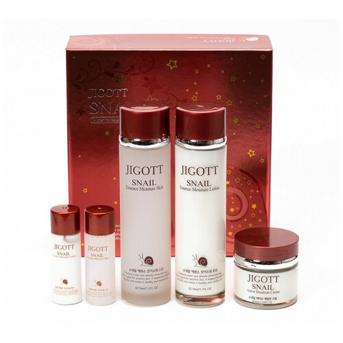 Подарочный набор для женщин с улиткой Jigott Snail Moisture Skin Care 3 set Бьюти бокс Корея