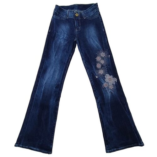 Джинсы MEWEI, размер 140, синий джинсы mewei полуприлегающий силуэт размер 134 синий
