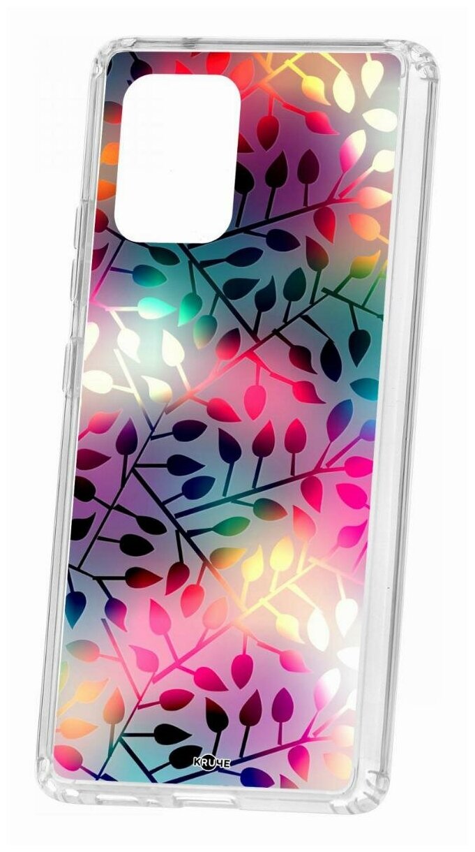 Чехол для Samsung Galaxy S10 Lite Kruche Print Цветные листья, пластиковая накладка, силиконовый бампер с защитой камеры, защитный прозрачный с рисунком