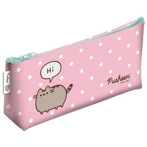 Пенал школьный Pusheen PUJB-UT4-4270 треугольной формы с одним отделением на молнии, для девочек.Размер 9,5 х 20 х 3,5 см.