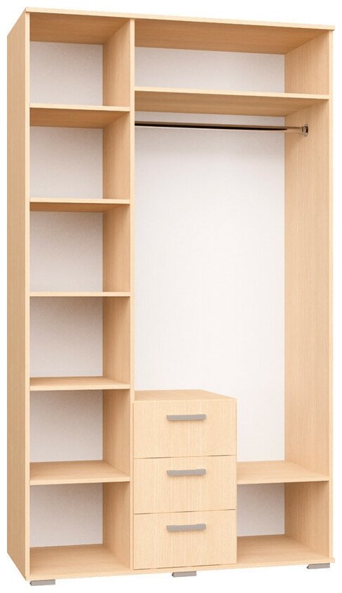 Шкаф трехдверный ШОН-12 / Шкаф распашной с зеркалом и ящиками (Венге/Дуб молочный), 120*54*210 см - фотография № 2