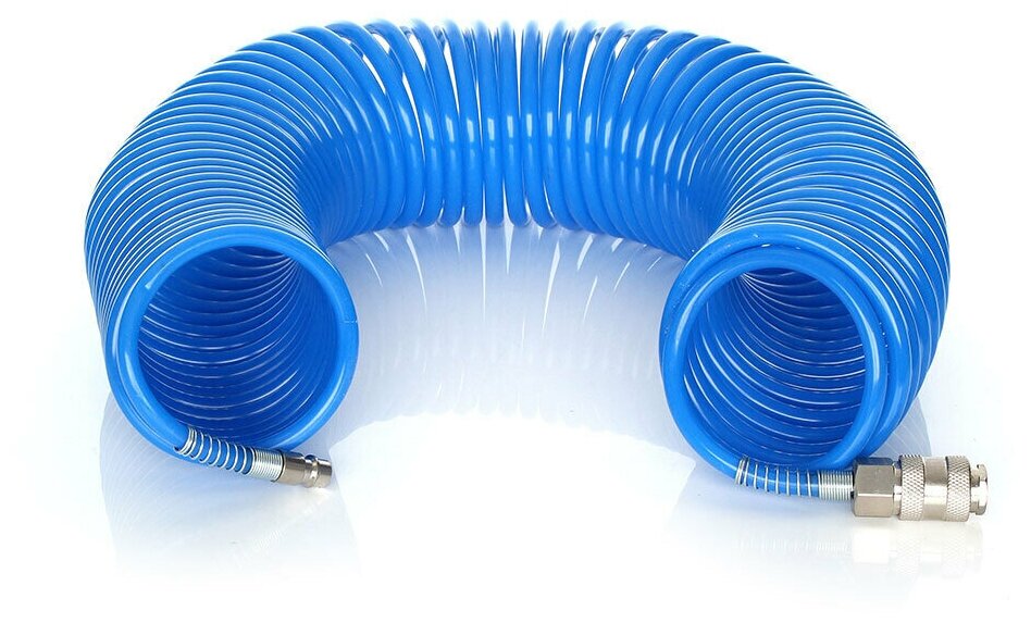 Шланг pegas спиральный синий с быстросъемными соединениями 5*8мм, 10м