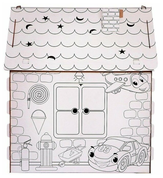 Дом-раскраска из картона «Пожарная станция»