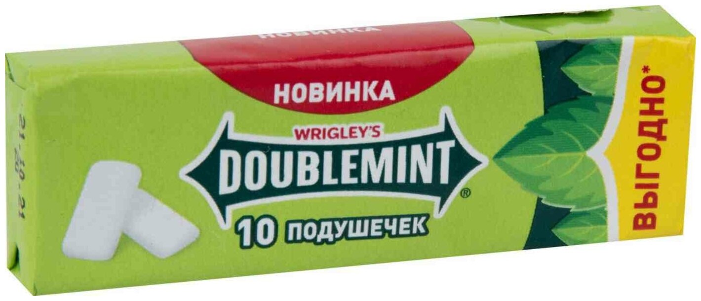 Жевательная резинка WRIGLEY'S Doublemint со вкусом мяты и ментола, без сахара, 13,6г - фотография № 2