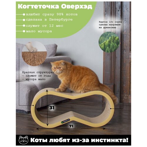 Когтеточка из картона для кошек Tommy Cat ОверХэд, желтая