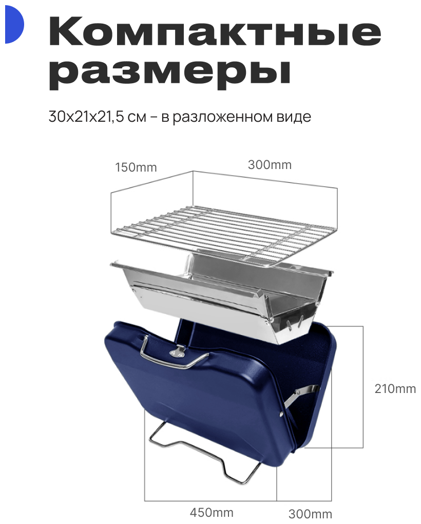 Портативный гриль RoadLike Grill, синий - фотография № 4