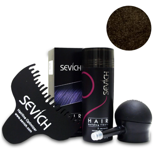 SEVICH Загуститель волос Набор: Hair Building Fibers + насадка, расчёска, medium brown, 25 г