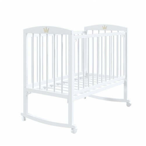 Кроватка Левушка-2, белая, колесо-качалка