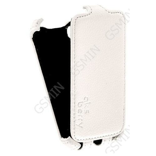 Кожаный чехол для LG L40 D170 Aksberry Protective Flip Case (Белый)