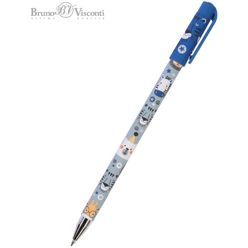 Ручка BrunoVisconti, шариковая, 0.5 мм, синяя, HappyWrite «милые зверушки», Арт. 20-0215/46