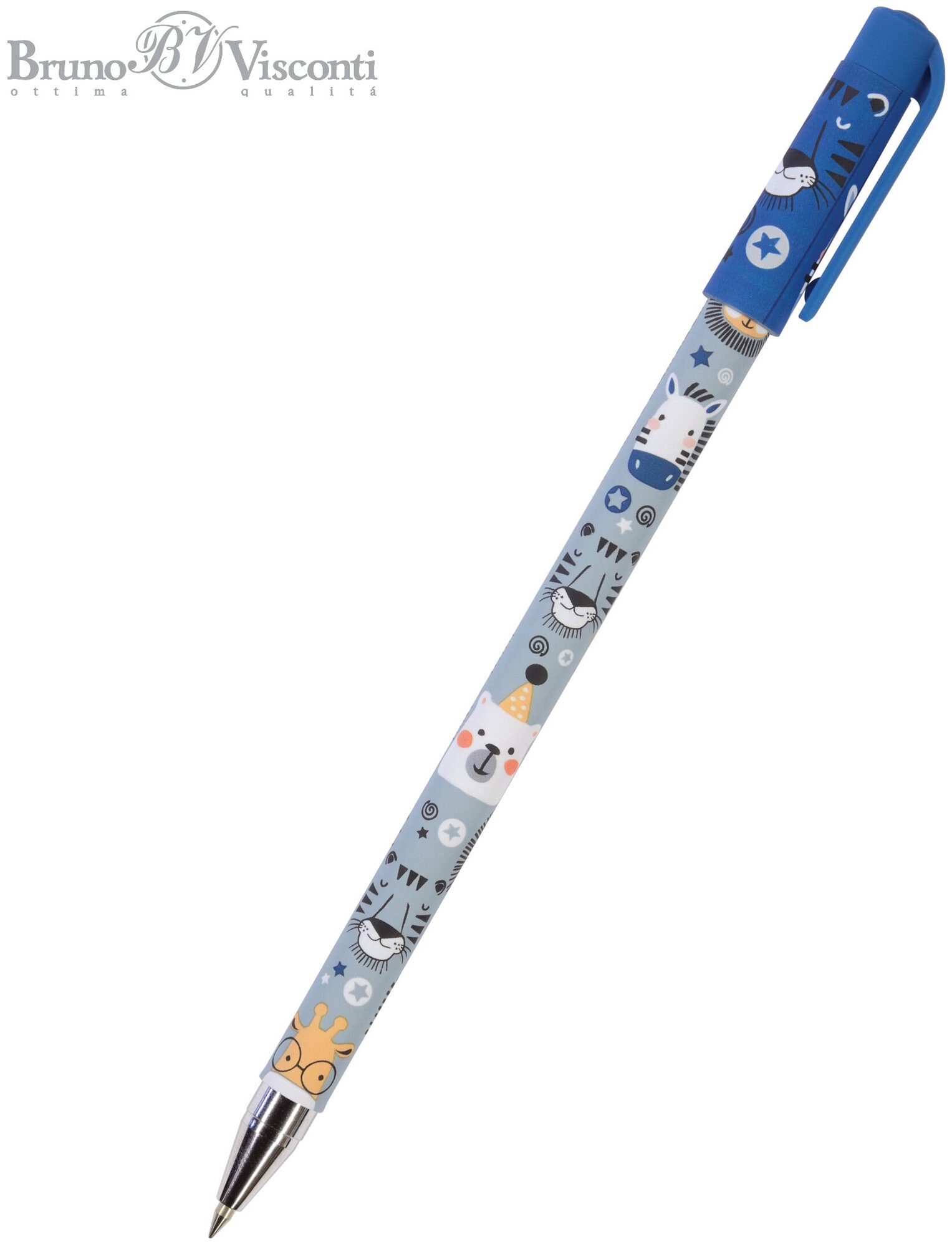 Ручка BrunoVisconti, шариковая, 0.5 мм, синяя, HappyWrite «милые зверушки», Арт. 20-0215/46