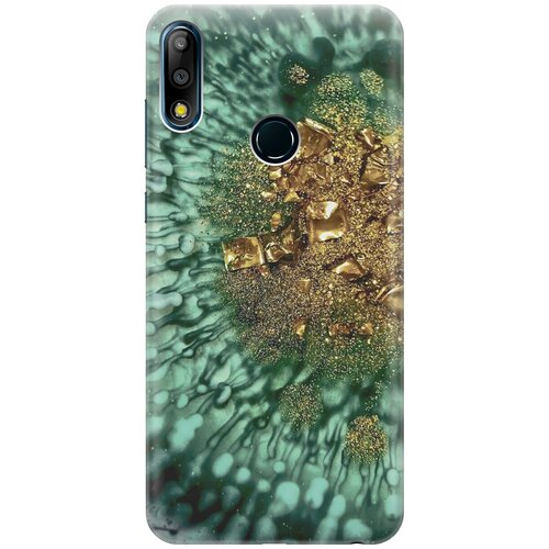фото Силиконовый чехол на asus zenfone max pro (m2) zb631kl / асус зенфон макс про м2 с принтом "золото и изумрудные краски gosso