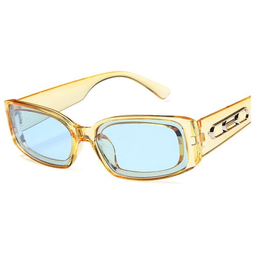 фото Солнцезащитные очки s00065, прямоугольные, оправа: пластик, с защитой от уф, поляризационные, зеркальные, бежевый banttax