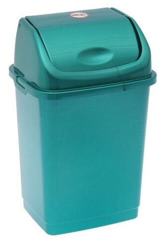 Ведро для мусора с подвижной крышкой (4л), пластик, зеленый - фотография № 1