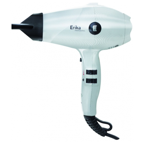 Фен с иониз. потока ERIKA PROFESSIONAL HDR-002W, 2000 Вт, 19 м/с, 2,7 м, конц. + дифф, Белый карбон