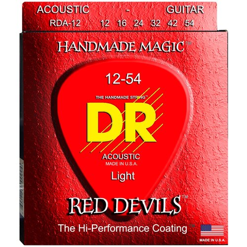 DR RDA-12 RED DEVILS™ - Струны для акустической гитары, красные 12 - 54 dr rda 11 red devils струны для акустической гитары