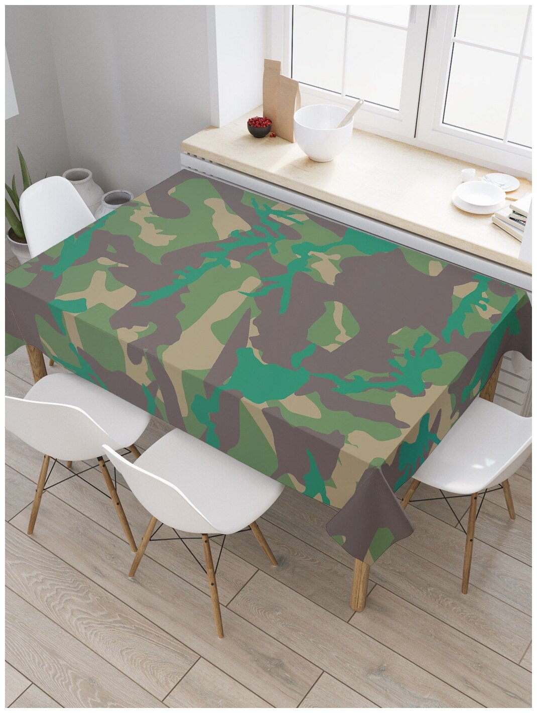 Скатерть прямоугольная JoyArty "Военное погружение" из сатена, 120x145 см