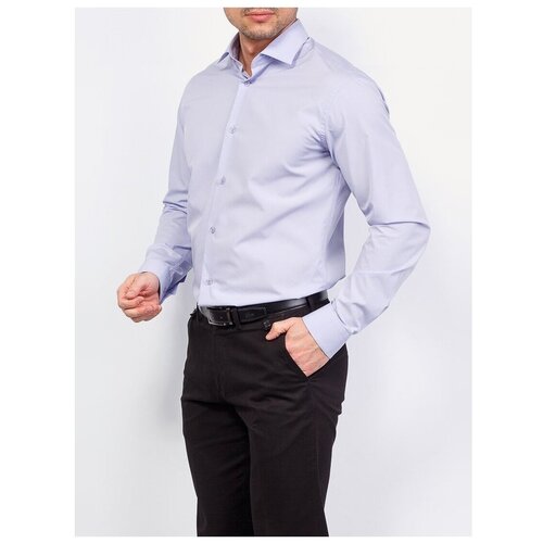 фото Рубашка мужская длинный рукав greg 720/131/cvi/z, полуприталенный силуэт / regular fit, цвет сиреневый, рост 164-172, размер ворота 44