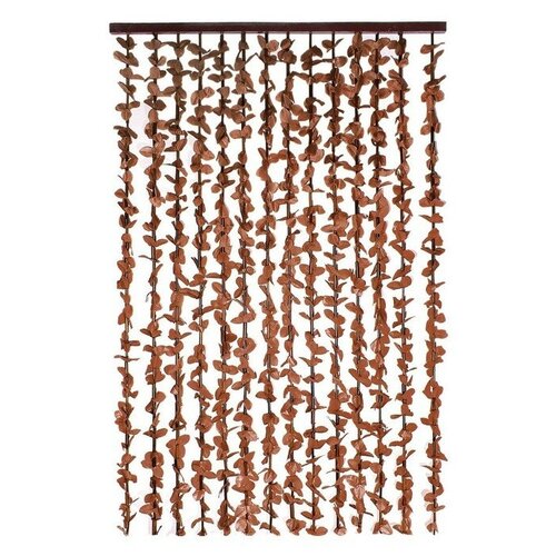 Занавеска декоративная «Листики», 90×180 см, 12 нитей, цвет кофейный
