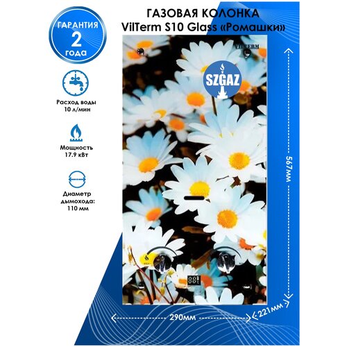 Газовая колонка VilTerm S10 Glass Ромашки 1350000₽
