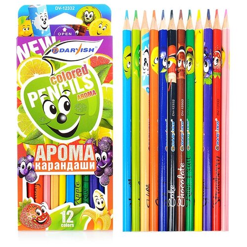 Darvish Набор цветных ароматизированных карандашей 12цветов, 1шт