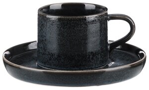 Фото MILLIMI Блэк Джинс Набор чайный 2пр, чашка 220мл, блюдце 16см, керамика