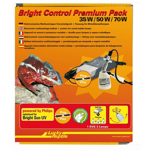 Комплект для УФ ламп LUCKY REPTILE Bright Control Premium Pack 35-70Вт (Германия) пускорегулирующее устройство для ламп lucky reptile bright control pro iii германия