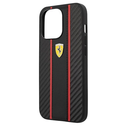 Чехол CG Mobile Ferrari PU Carbon/Smooth with metal logo Hard для Apple iPhone 13 Pro Max, черный