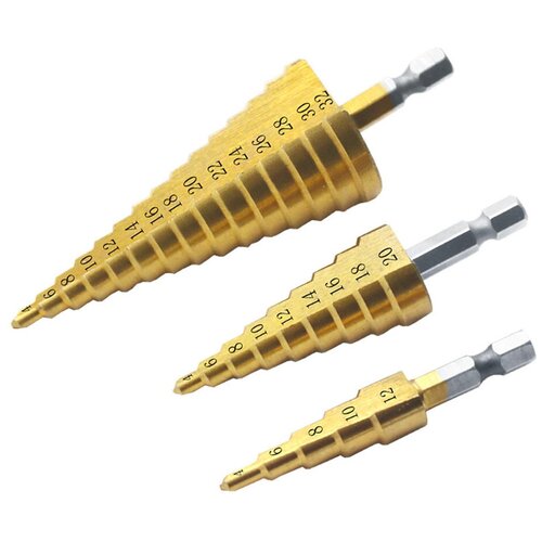 high quality 6pc hex shank hss screw spiral point thread american plug hand tap drill bits 6 32 8 32 10 24 10 32 12 24 1 4 20 Набор ступенчатых сверл из стали по металлу и дереву (4 - 12 мм, 4 - 20 мм, 4 - 32 мм)